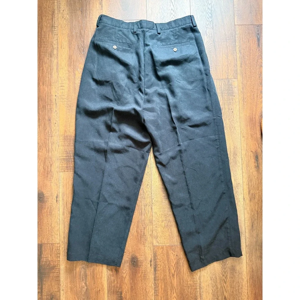 Vintage Tommy Bahama Relax Pants Mens 34x27 Black Pleated 100% Tencel Trousers - Picture 3 of 8
